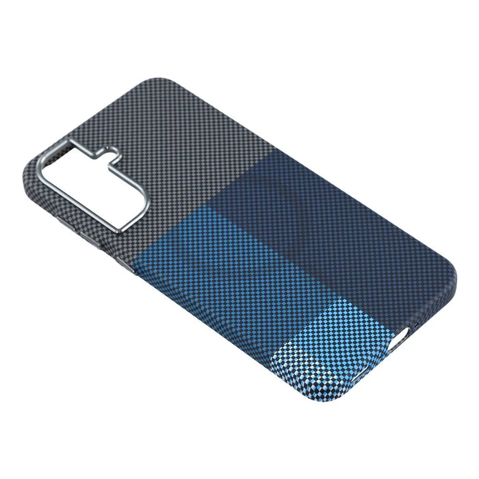 For Samsung Galaxy A56 5G Magnetic Case Water Transfer Printing Metal Frame PC Phone Back Cover - Square Blue - 3