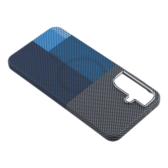 For Samsung Galaxy A56 5G Magnetic Case Water Transfer Printing Metal Frame PC Phone Back Cover - Square Blue - 4