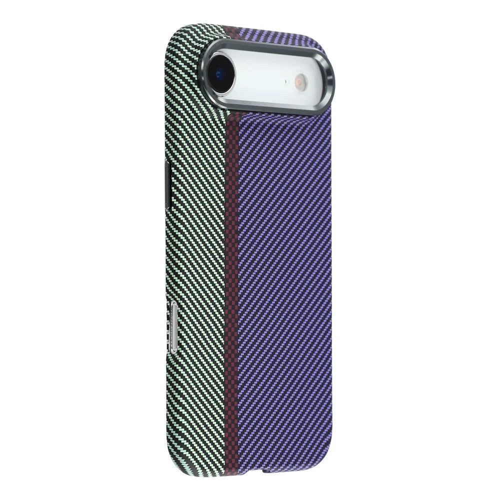 For iPhone Air Magnetic Case Water Transfer Printing Metal Frame PC Phone Back Cover - Striped Purple - 2