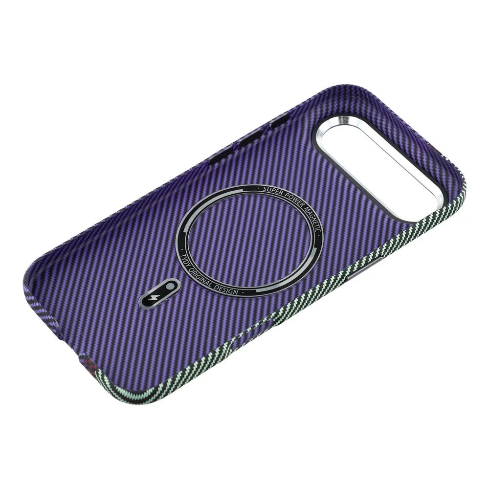 For iPhone Air Magnetic Case Water Transfer Printing Metal Frame PC Phone Back Cover - Striped Purple - 5