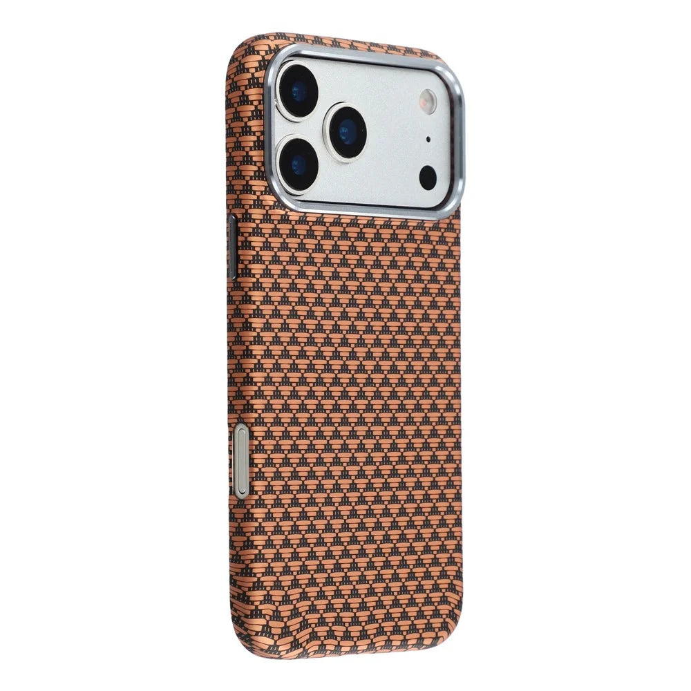For iPhone 17 Pro Magnetic Case Water Transfer Printing Metal Frame PC Phone Back Cover - Golden Triangle - 2