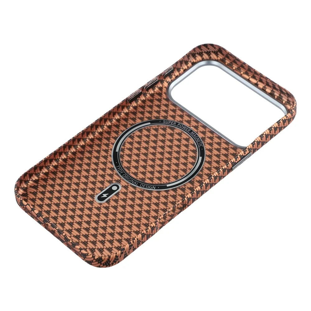 For iPhone 17 Pro Magnetic Case Water Transfer Printing Metal Frame PC Phone Back Cover - Golden Triangle - 6