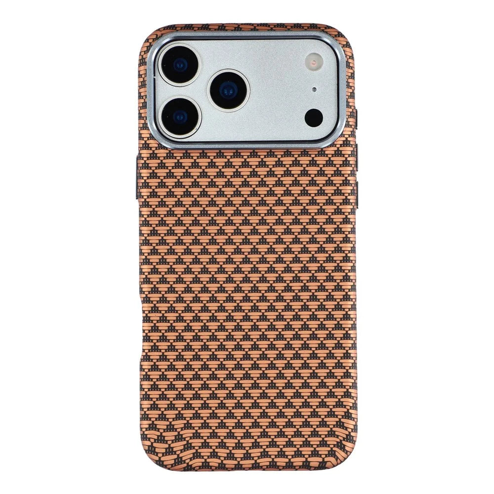 For iPhone 17 Pro Max Magnetic Case Water Transfer Printing Metal Frame PC Phone Back Cover - Golden Triangle - 1