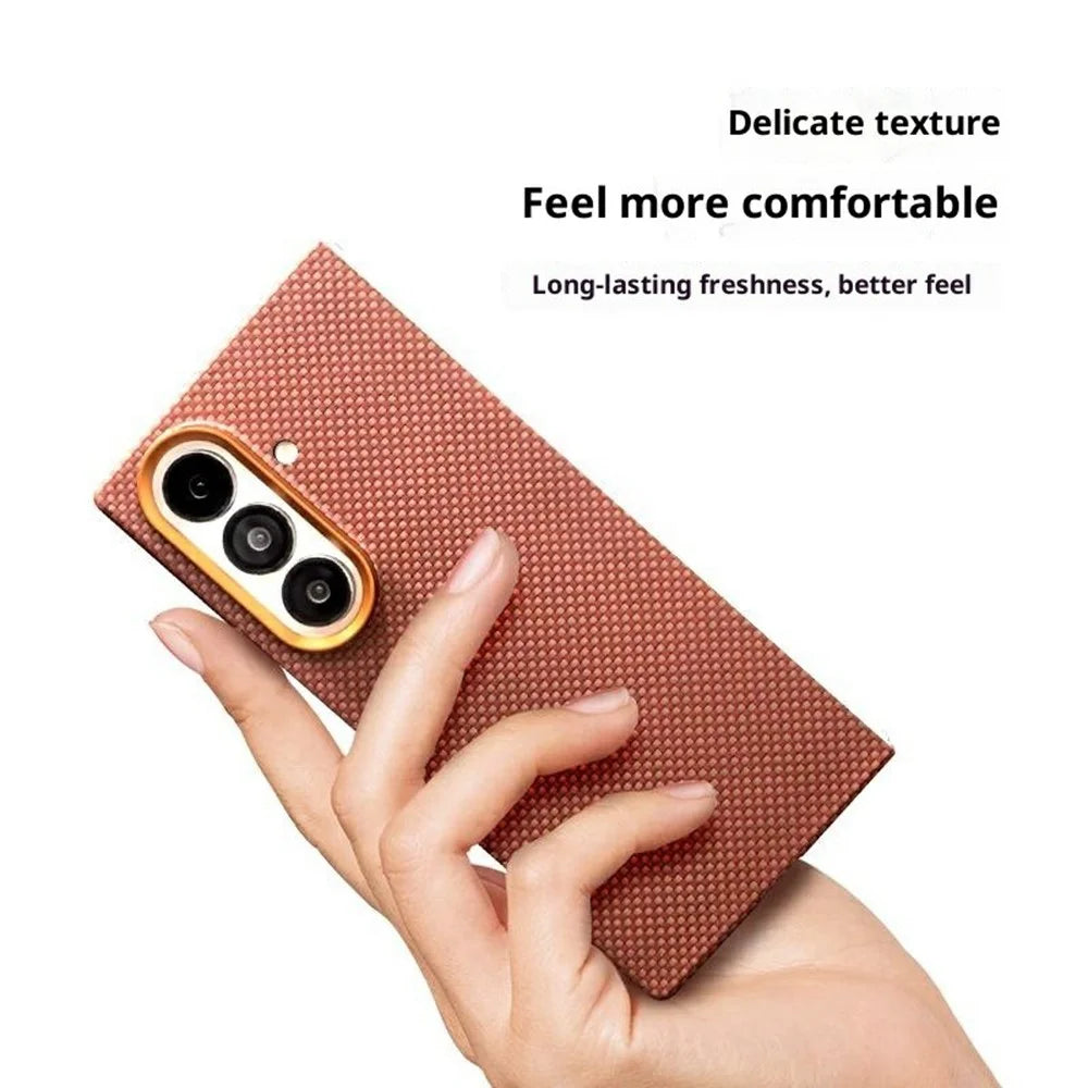 For Samsung Galaxy Z Fold7 5G Magnetic Case Aramid Fiber Phone Cover with Metal Lens Frame - 7
