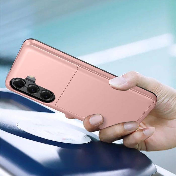 For Samsung Galaxy S26+ Case with Card Holder TPU + PC Phone Back Cover - Rose Gold - 2