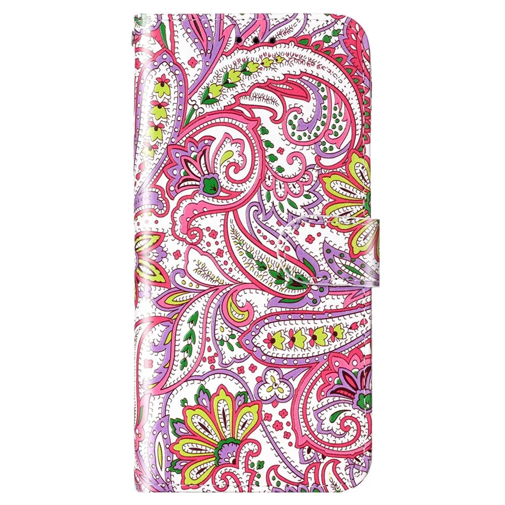 For Samsung Galaxy A04s 4G (164.7mm) Pattern Embossed Phone Case PU Leather TPU Wallet Case with Stand / Hand Strap - Flower - 5