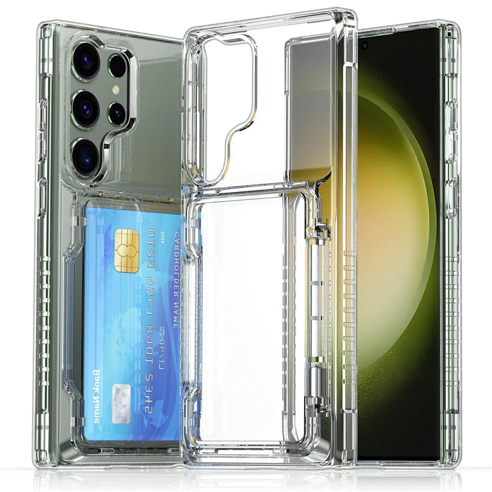 For Samsung Galaxy S26 Ultra Clear Case PC + TPU Phone Cover Card Holder Kickstand - Transparent - 2