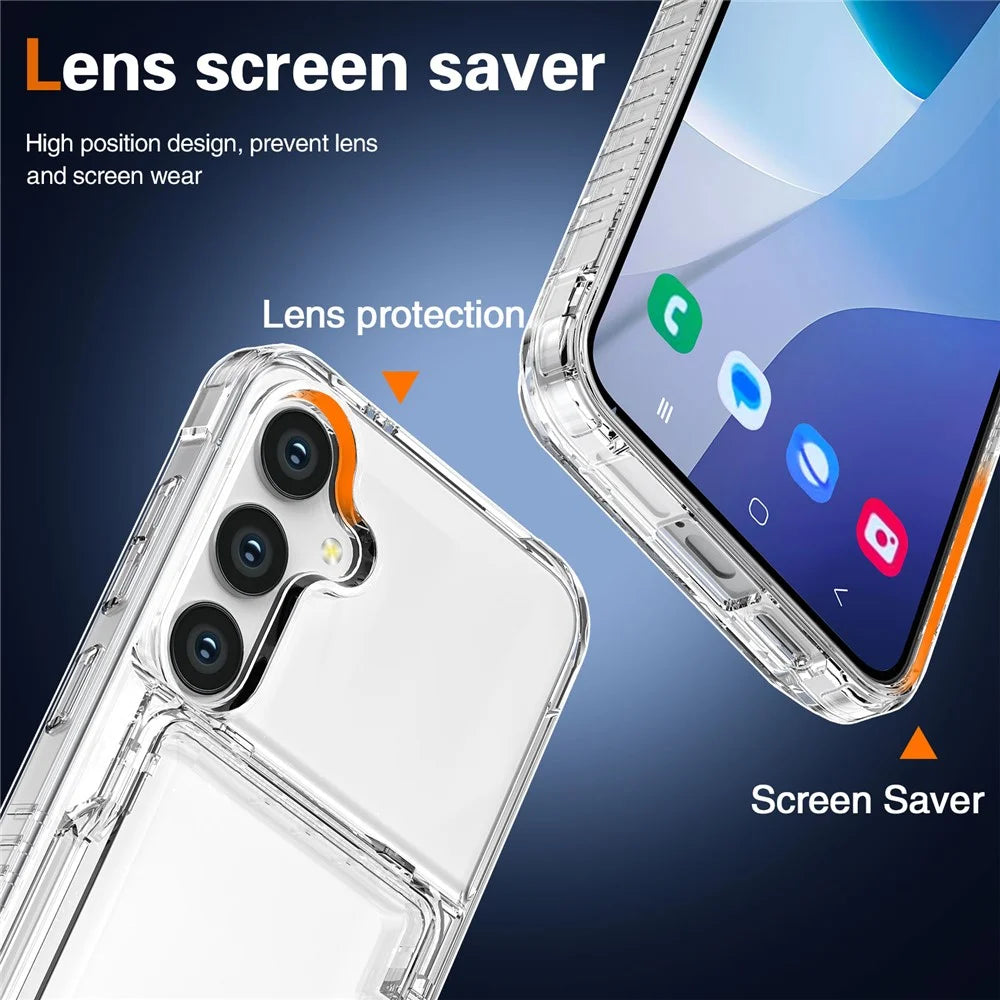 For Samsung Galaxy S26 Clear Case PC + TPU Phone Cover Card Holder Kickstand - Transparent - 5