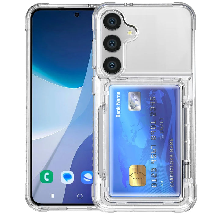 For Samsung Galaxy S26+ Clear Case PC + TPU Phone Cover Card Holder Kickstand - Transparent - 4