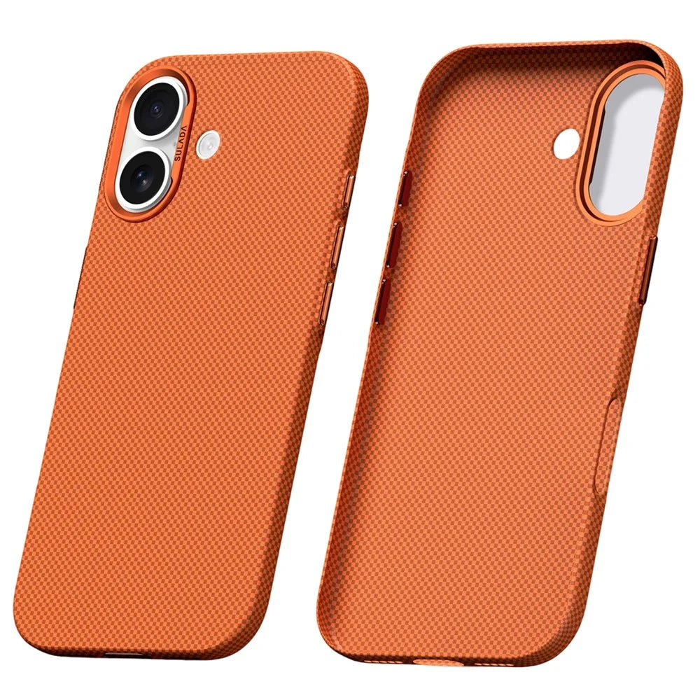 SULADA For iPhone 17 Protective Case Grid Textured Anti Fingerprint Phone Cover - Orange - 1