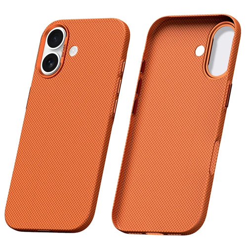 SULADA For iPhone 17 Protective Case Grid Textured Anti Fingerprint Phone Cover - Orange - 1