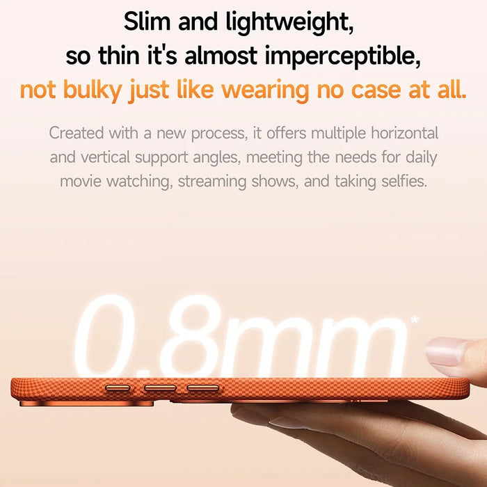 SULADA For iPhone 17 Pro Protective Case Grid Textured Anti Fingerprint Phone Cover - Orange - 2