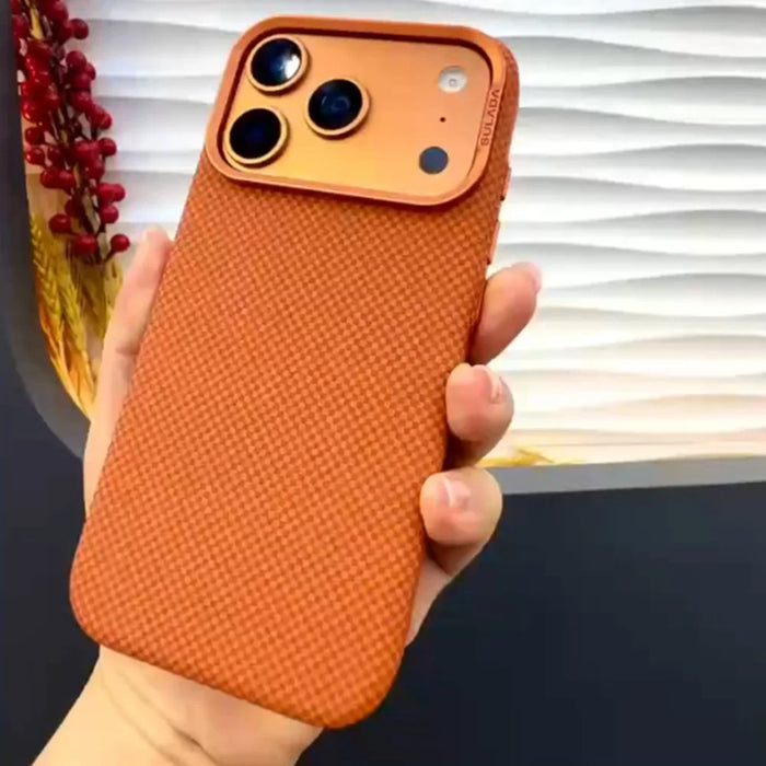 SULADA For iPhone 17 Pro Protective Case Grid Textured Anti Fingerprint Phone Cover - Orange - 3