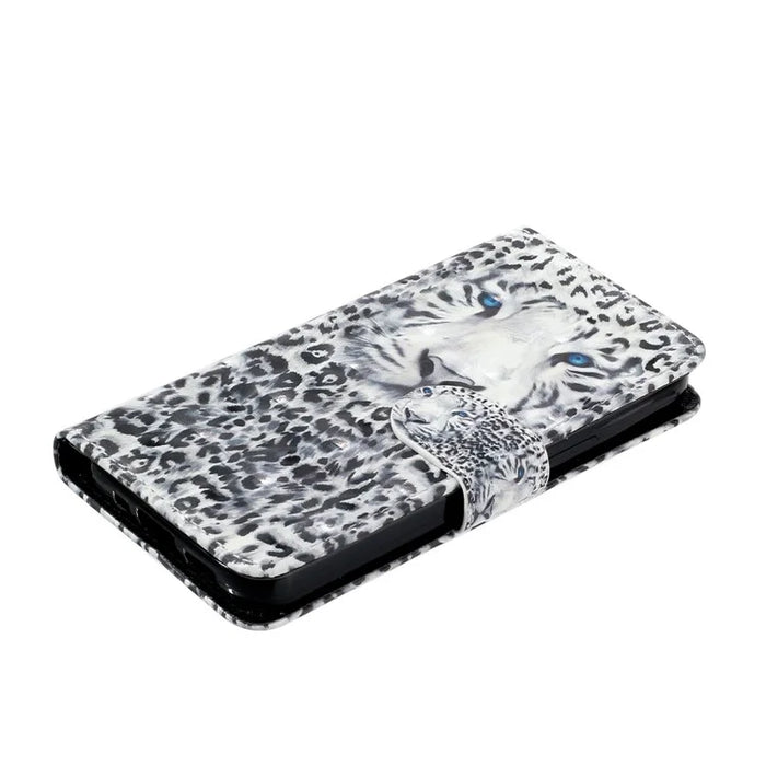 For Samsung Galaxy S23 Ultra 3D Pattern Printing PU Leather Flip Wallet Case Stand Magnetic Shockproof Protective Phone Cover with Strap - Leopard - 4