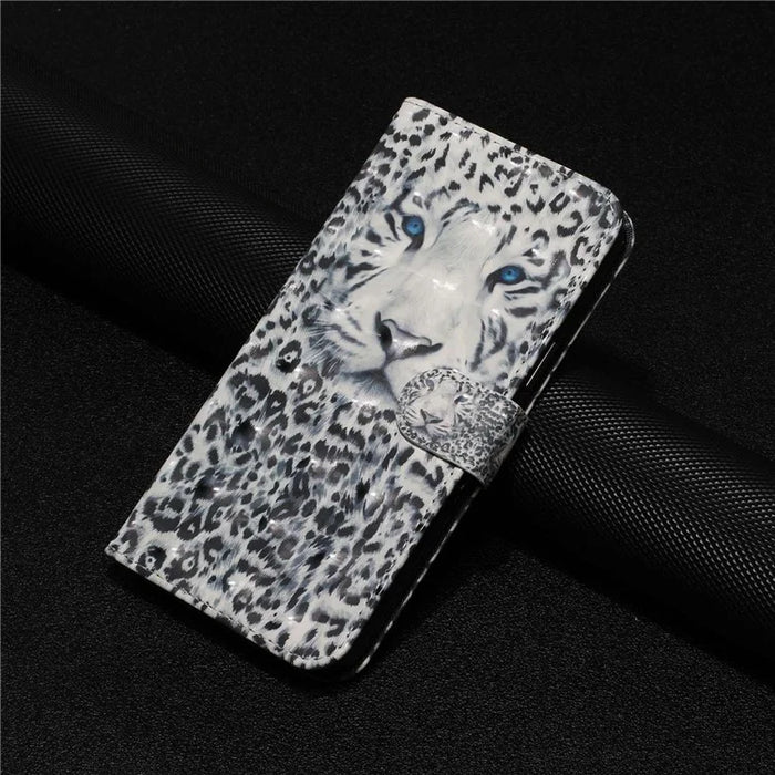 For Samsung Galaxy S23 Ultra 3D Pattern Printing PU Leather Flip Wallet Case Stand Magnetic Shockproof Protective Phone Cover with Strap - Leopard - 5