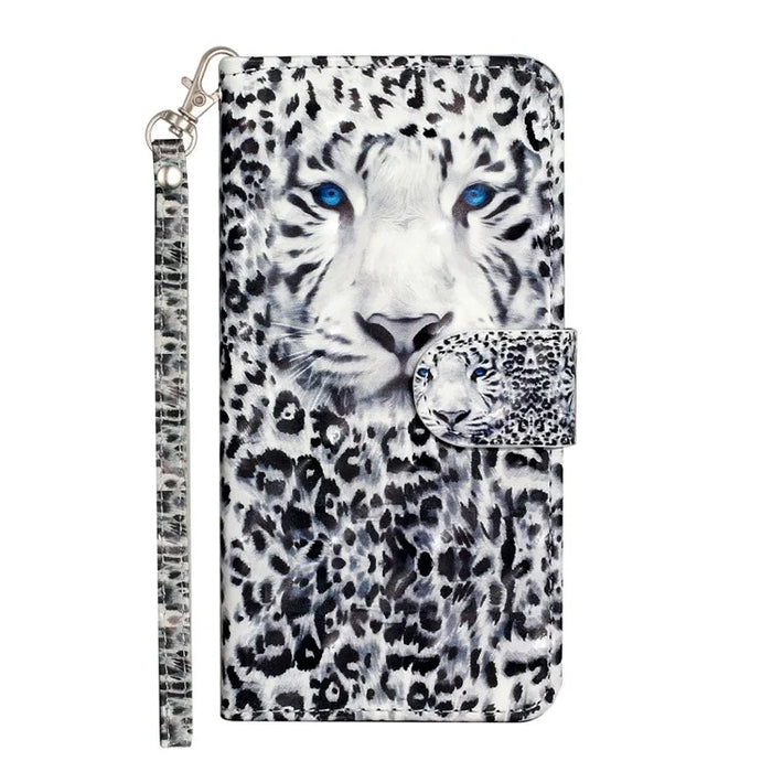 For Samsung Galaxy S23 Ultra 3D Pattern Printing PU Leather Flip Wallet Case Stand Magnetic Shockproof Protective Phone Cover with Strap - Leopard - 6