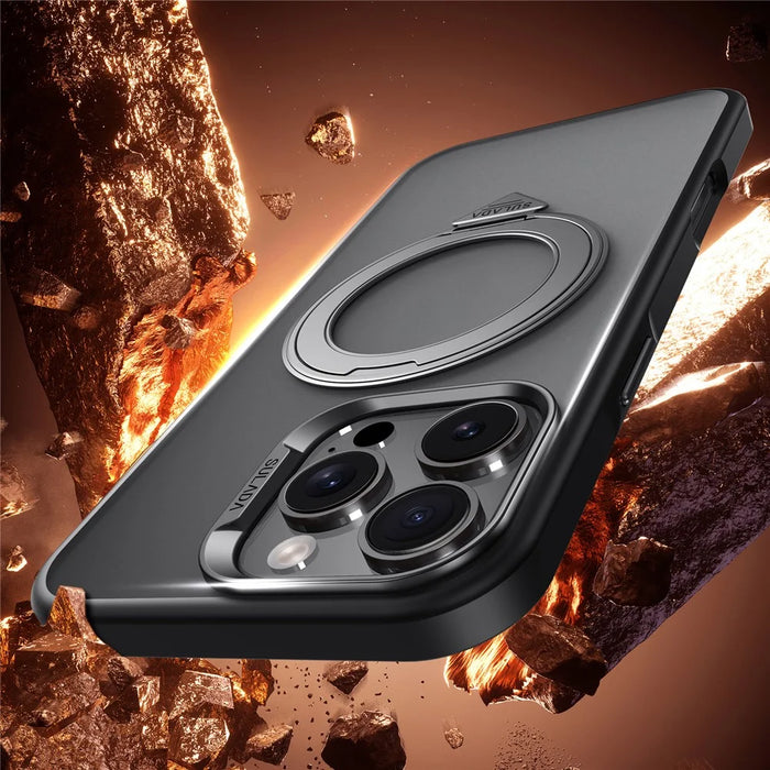 SULADA For iPhone 16 Pro Max Case Magnetic Case Anti-Fingerprints Matte TPU + PC Phone Cover with Kickstand - 4