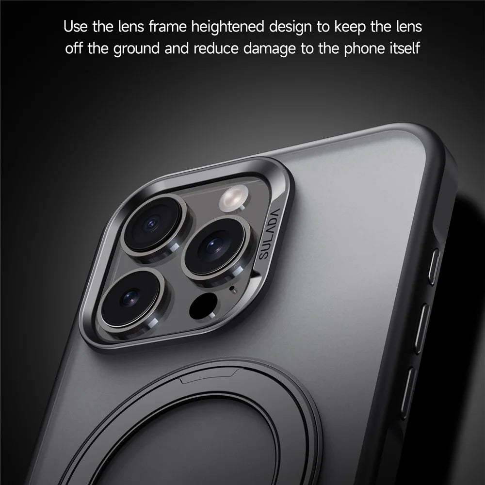 SULADA For iPhone 16 Pro Max Case Magnetic Case Anti-Fingerprints Matte TPU + PC Phone Cover with Kickstand - 7