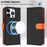 For iPhone 16 Pro Leather Case Compatible with MagSafe Detachable Wallet Phone Cover with Hand Strap - Black / Orange - 3