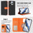 For iPhone 16 Pro Leather Case Compatible with MagSafe Detachable Wallet Phone Cover with Hand Strap - Black / Orange - 6