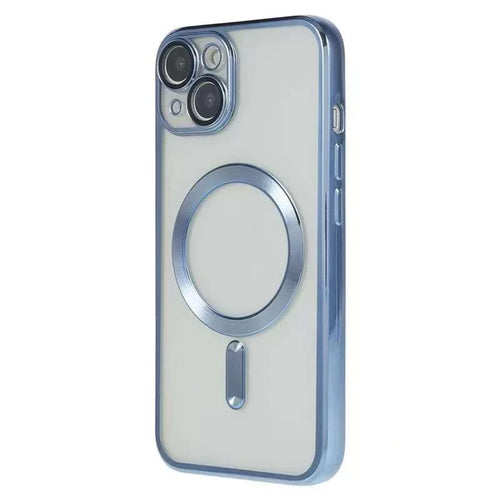 For iPhone 14 Magnetic Case CD Veins Glass Lens Guard TPU Phone Back Cover - Blue - 1