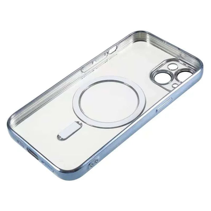 For iPhone 15 Magnetic Case CD Veins Glass Lens Guard TPU Phone Back Cover - Blue - 6