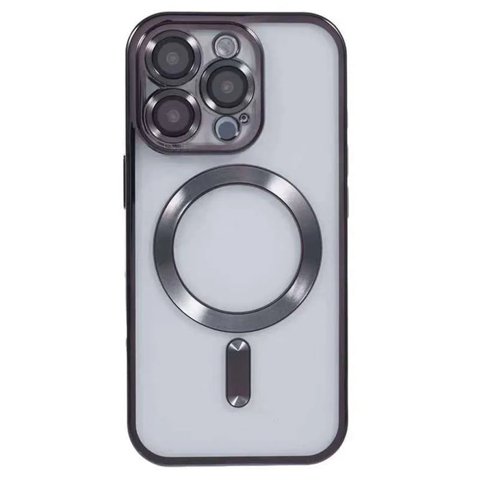 For iPhone 16 Pro Magnetic Case CD Veins Glass Lens Guard TPU Phone Back Cover - Black - 2