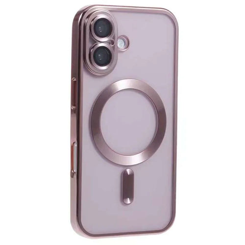 For iPhone 16 Plus Magnetic Case CD Veins Glass Lens Guard TPU Phone Back Cover - Pink - 1