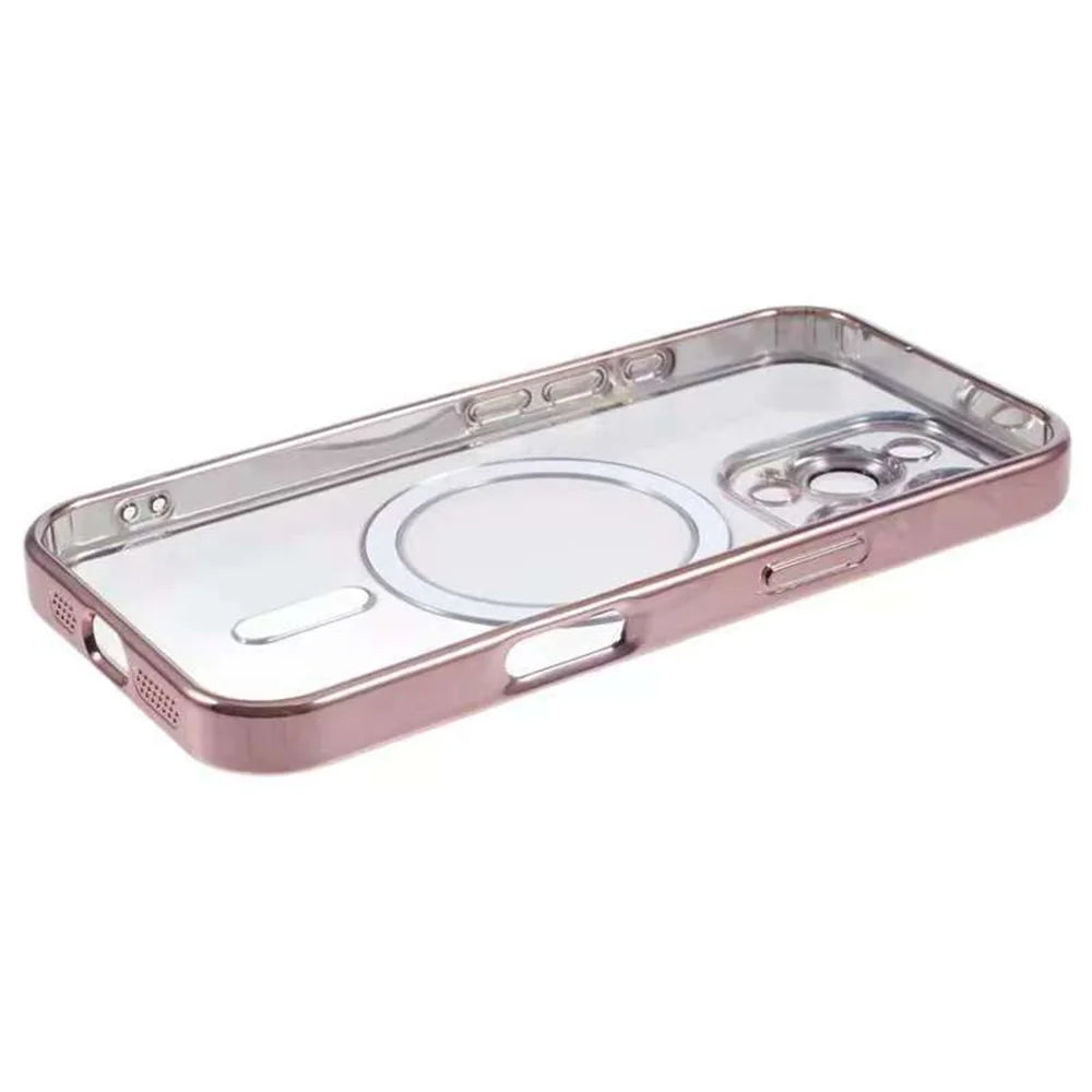 For iPhone 16 Magnetic Case CD Veins Glass Lens Guard TPU Phone Back Cover - Pink - 4