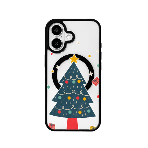 EYCASE For iPhone 17 Christmas Series Magnetic Case  Pattern Print TPU + Acrylic Cover Compatible with MagSafe - Minimalist Christmas Tree - 1