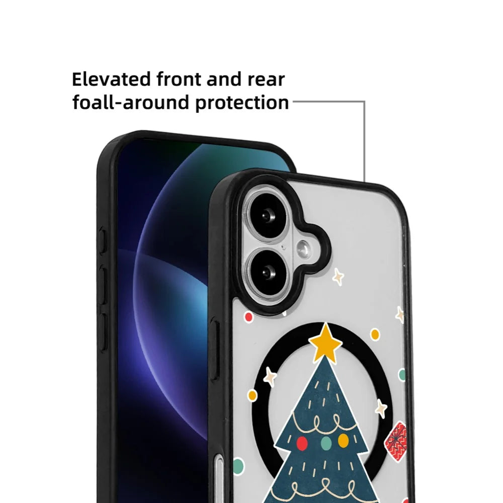 EYCASE For iPhone 17 Christmas Series Magnetic Case  Pattern Print TPU + Acrylic Cover Compatible with MagSafe - Minimalist Christmas Tree - 5
