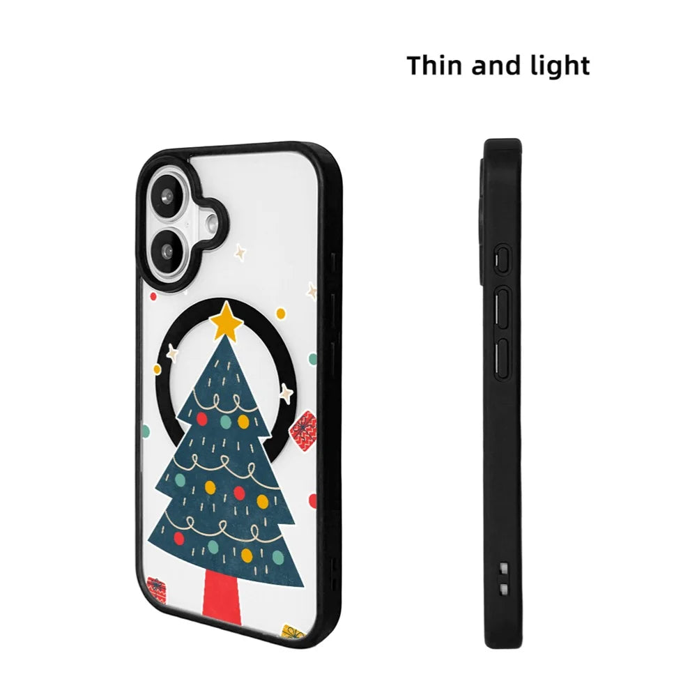 EYCASE For iPhone 17 Christmas Series Magnetic Case  Pattern Print TPU + Acrylic Cover Compatible with MagSafe - Minimalist Christmas Tree - 6