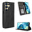 For Oukitel C68 Leather Case Wallet Stand Retro Texture Phone Cover - Black - 1