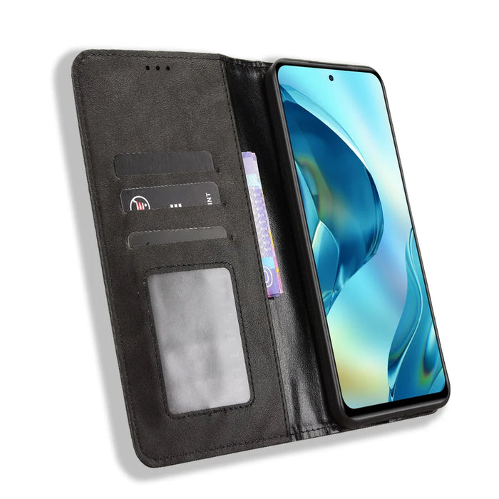 For Oukitel C68 Leather Case Wallet Stand Retro Texture Phone Cover - Black - 6