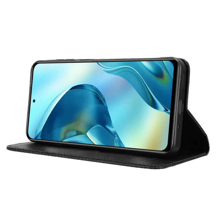 For Oukitel C68 Leather Case Wallet Stand Retro Texture Phone Cover - Black - 7