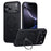 For iPhone 17 Pro Case Compatible with MagSafe PC + TPU Phone Cover Ring Holder Carbon Fiber Texture - Black - 1