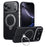 For iPhone 17 Pro Max Case Compatible with MagSafe PC + TPU Phone Cover Ring Holder Carbon Fiber Texture - Silver - 1