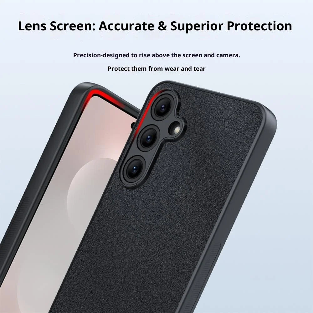 For Samsung Galaxy S25 FE Case PU Leather Coated PC + TPU Anti-Drop Phone Cover - Black - 4