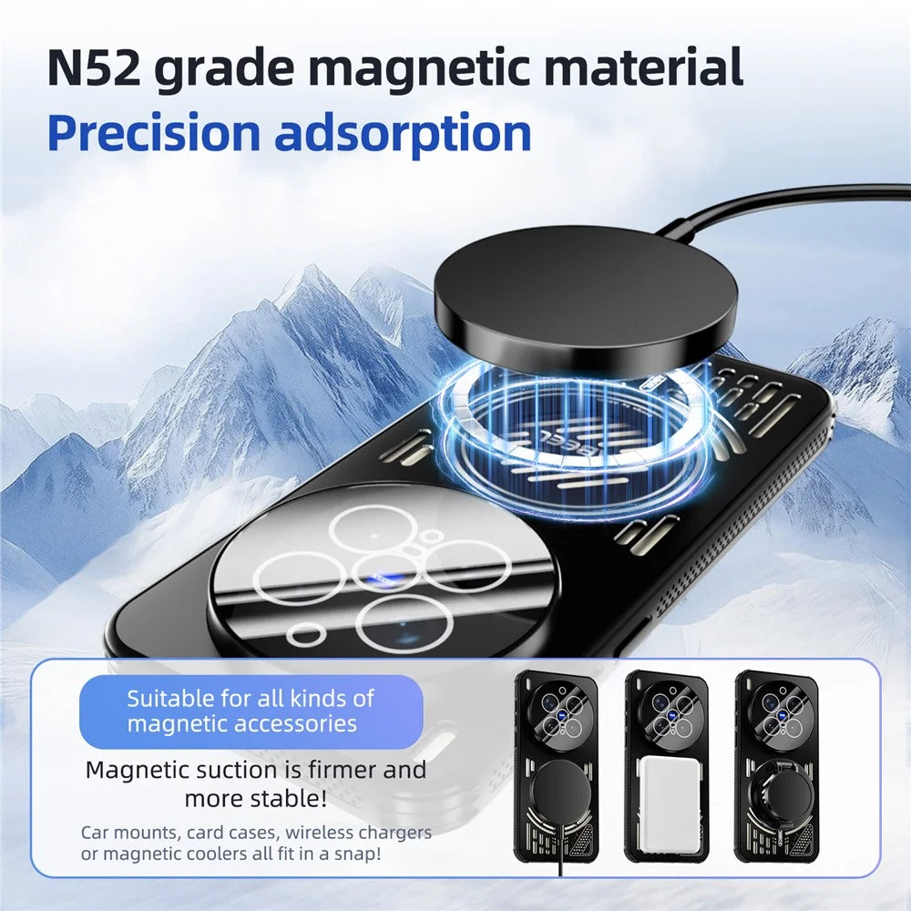 ABEEL For vivo X300 Pro 5G Magnetic Case Aluminium Alloy + PC + TPU Hollow Heat Dissipation Phone Cover - Black - 3