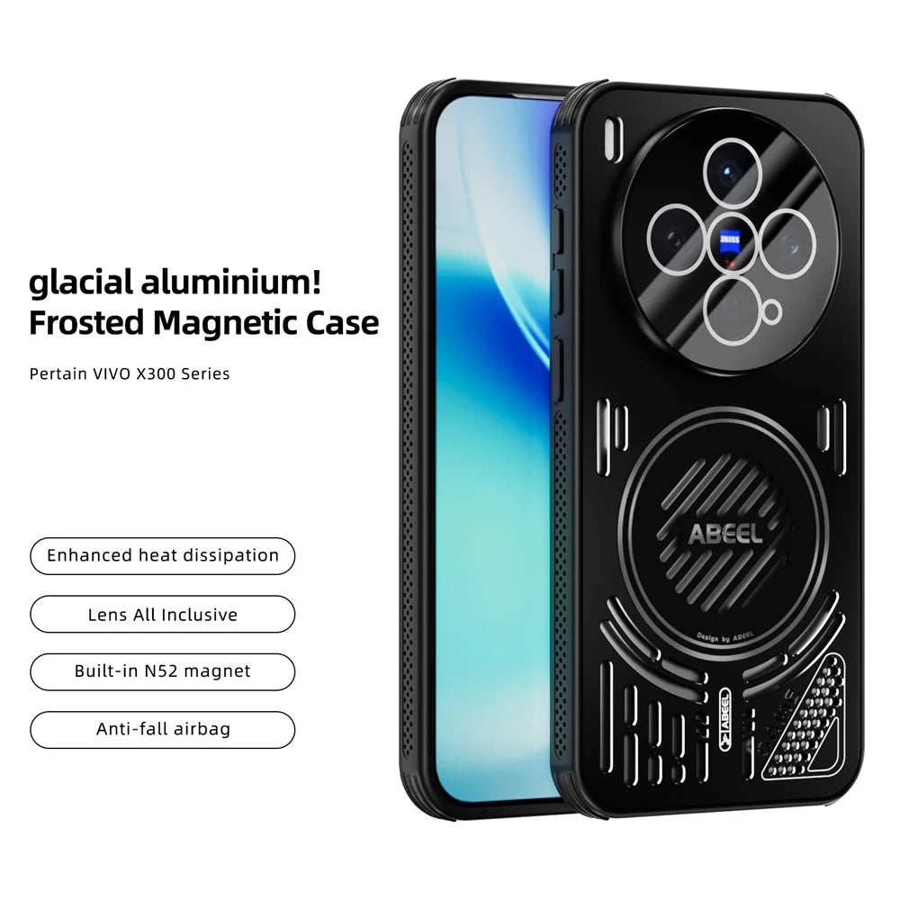 ABEEL For vivo X300 5G Magnetic Case Aluminium Alloy + PC + TPU Hollow Heat Dissipation Phone Cover - Black - 2