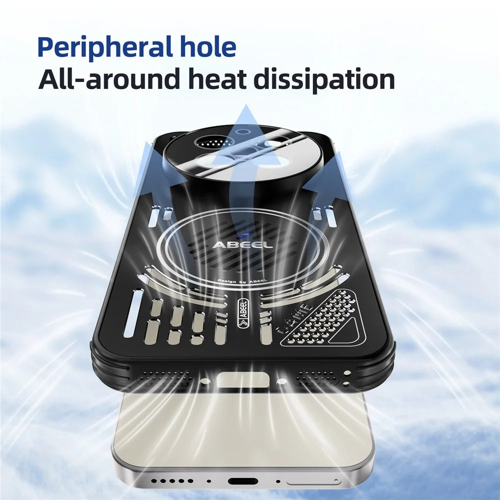 ABEEL For vivo X300 5G Magnetic Case Aluminium Alloy + PC + TPU Hollow Heat Dissipation Phone Cover - Black - 5