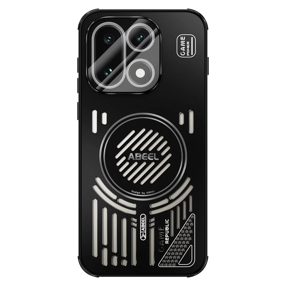 ABEEL For OnePlus 15 5G Magnetic Case Aluminium Alloy + PC + TPU Hollow Heat Dissipation Phone Cover - Black - 1