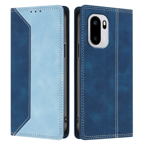 For OnePlus 15R 5G / Ace 6T 5G / Ace 6 5G Leather Case Skin Touch Color Splicing RFID Blocking Wallet Stand Phone Cover - Dark Blue / Blue - 1