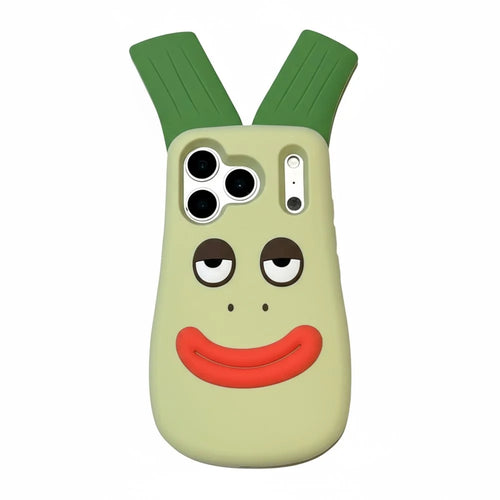 For iPhone 18 Pro / 17 Pro Silicone Case Cute Big Green Onion Design Shockproof Phone Back Cover - 1