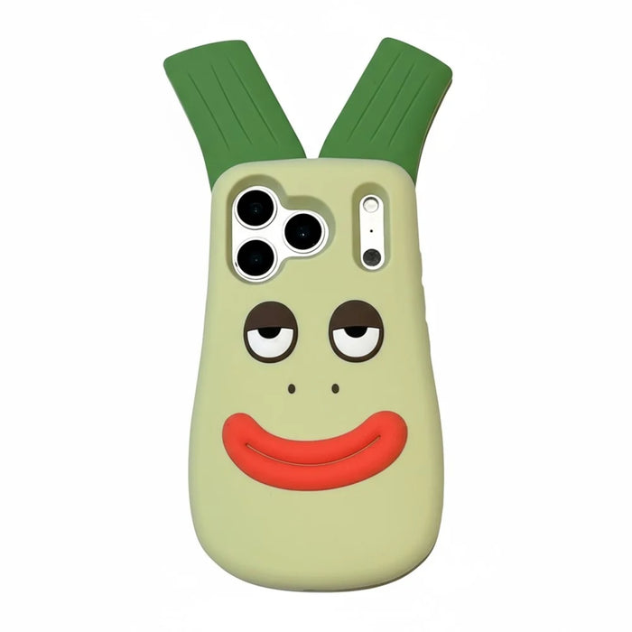 For iPhone 18 Pro / 17 Pro Silicone Case Cute Big Green Onion Design Shockproof Phone Back Cover - 1