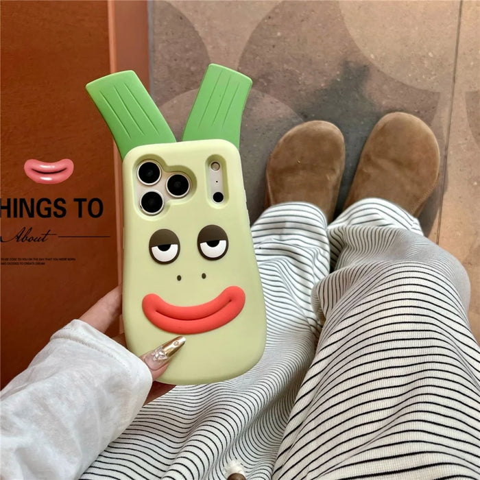 For iPhone 18 Pro / 17 Pro Silicone Case Cute Big Green Onion Design Shockproof Phone Back Cover - 2