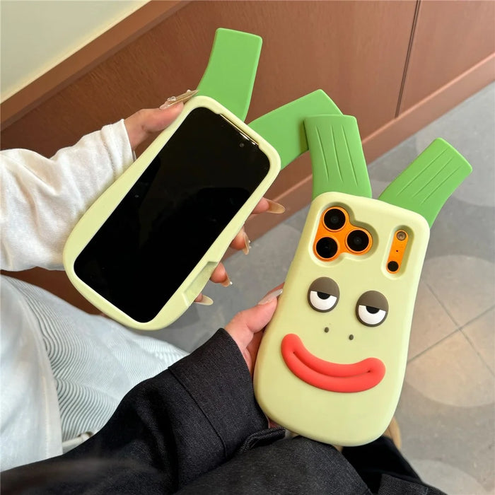 For iPhone 18 Pro / 17 Pro Silicone Case Cute Big Green Onion Design Shockproof Phone Back Cover - 3