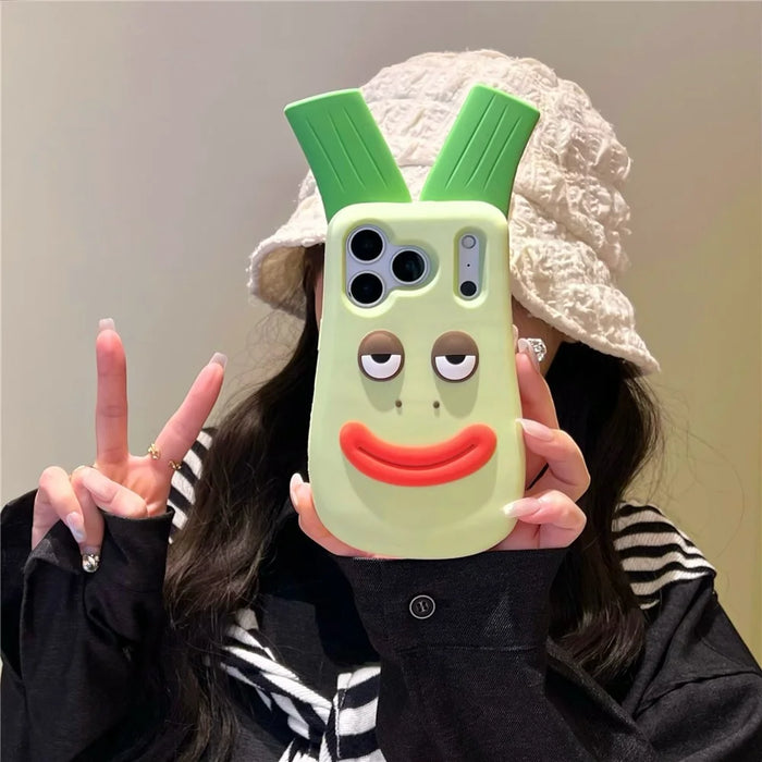 For iPhone 18 Pro / 17 Pro Silicone Case Cute Big Green Onion Design Shockproof Phone Back Cover - 4