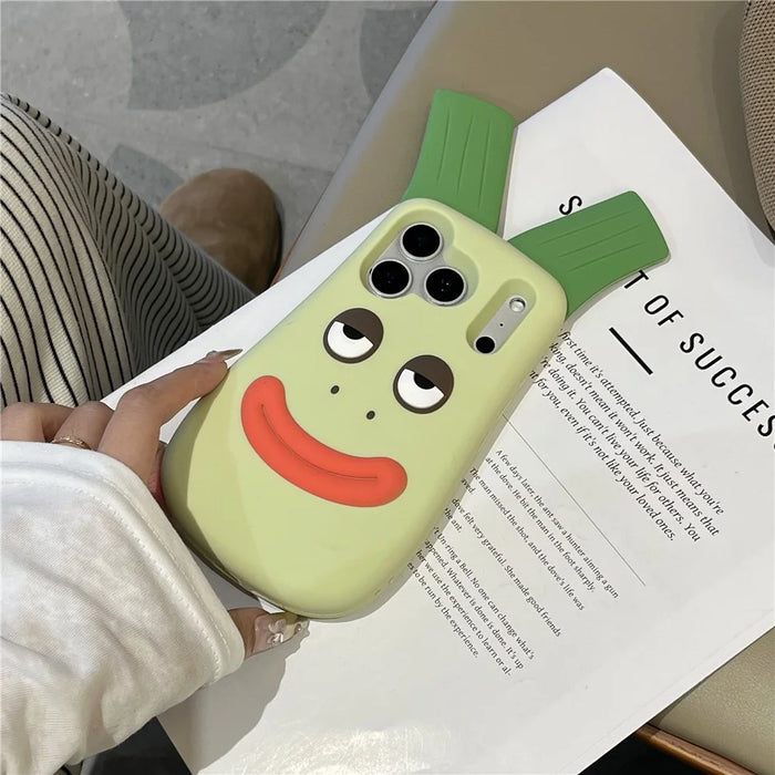 For iPhone 18 Pro / 17 Pro Silicone Case Cute Big Green Onion Design Shockproof Phone Back Cover - 5