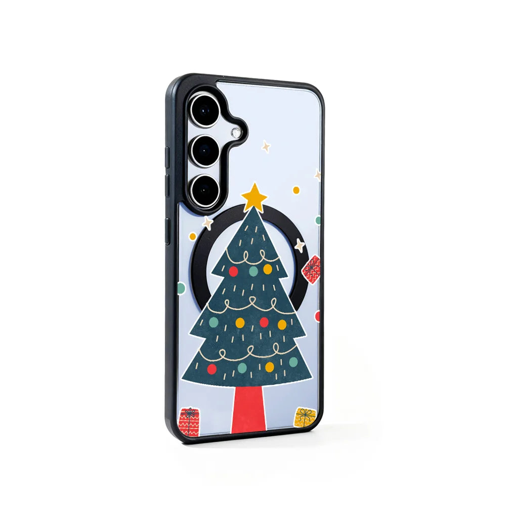 EYCASE For Samsung Galaxy S25+ Christmas Series Magnetic Case  Pattern Print TPU + Acrylic Cover - Minimalist Christmas Tree - 2